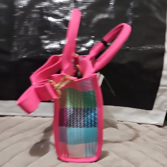 Kate Spade Pink Plaid Tote Bag X TARGET COLLAB - Picture 6 of 7